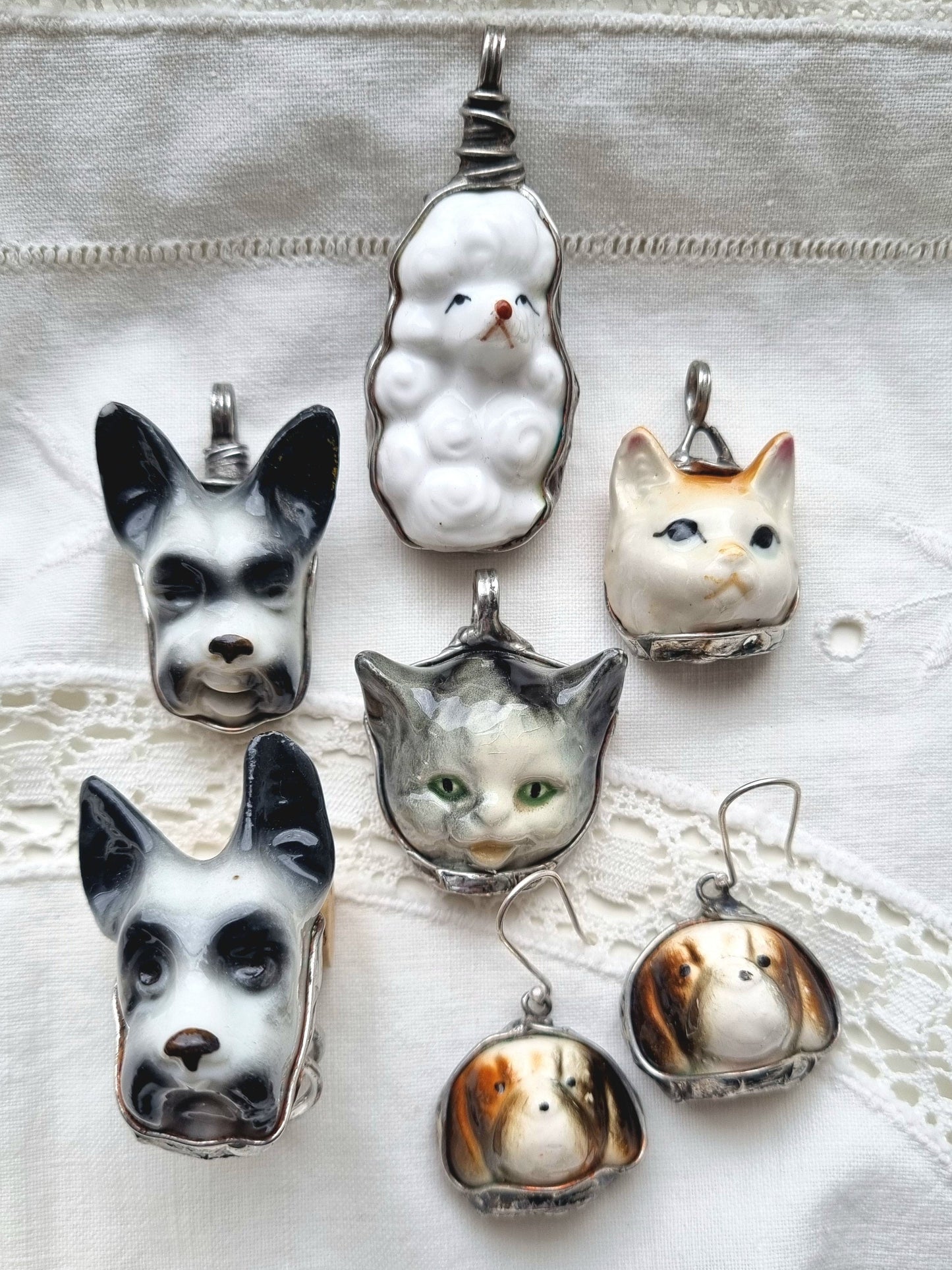Cat porcelain necklace