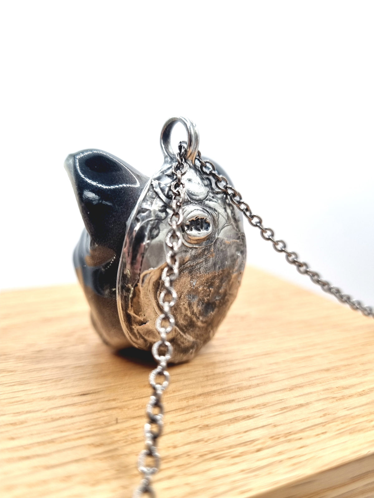 French Bulldog (black) porcelain necklace with earrings