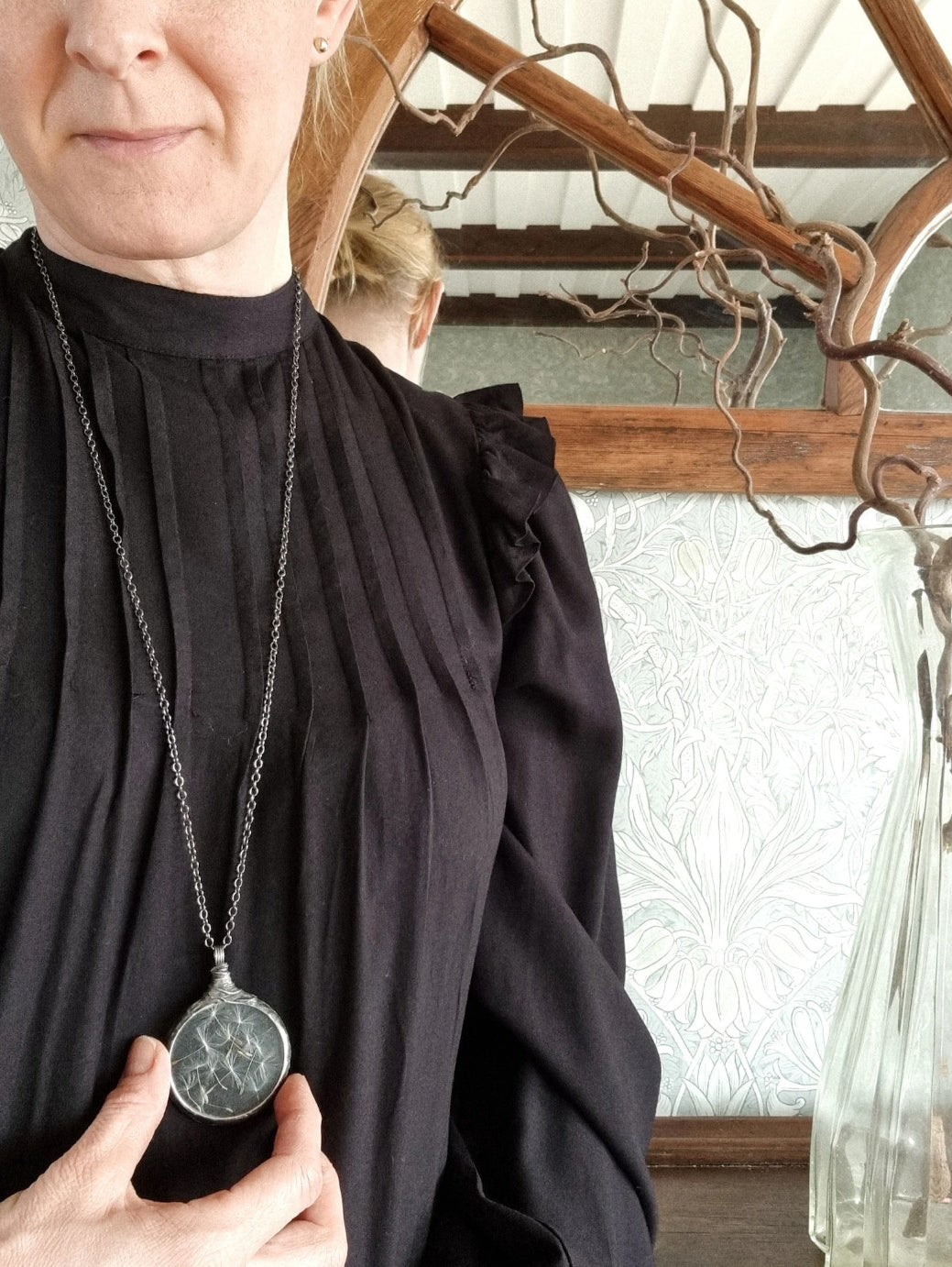 Dandelion seed necklace, Terrarium necklace.
