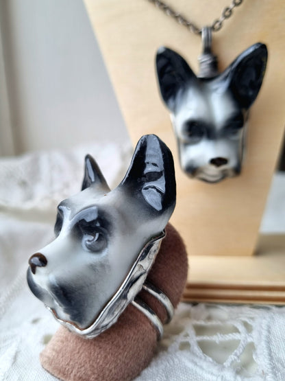 Cat and Dog porcelain necklaces
