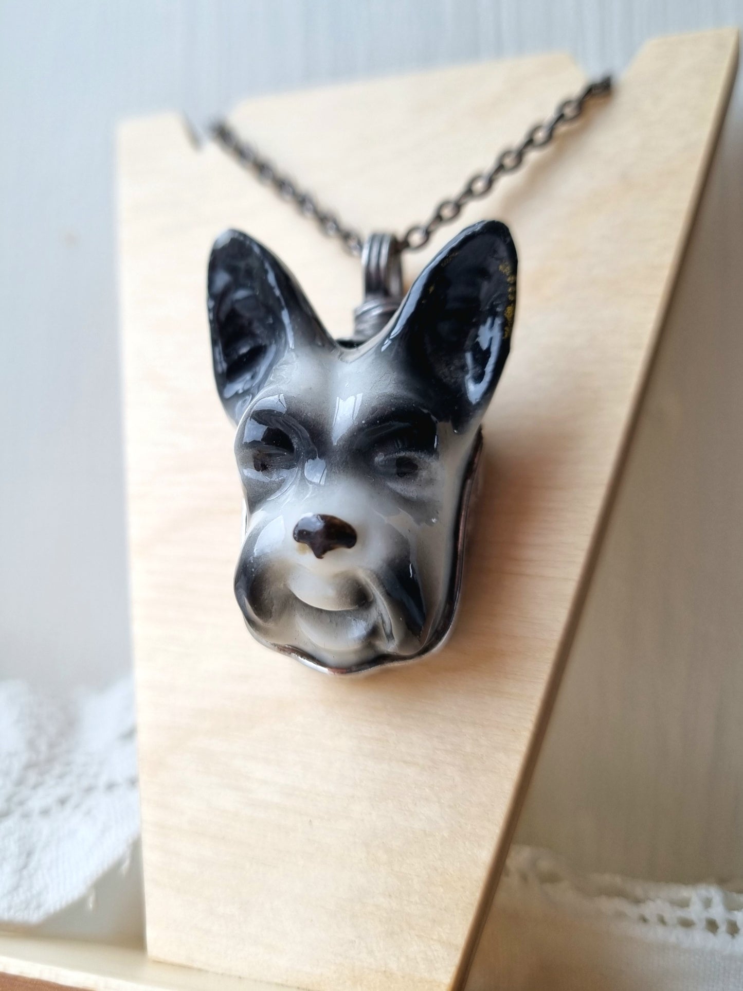 Cat and Dog porcelain necklaces