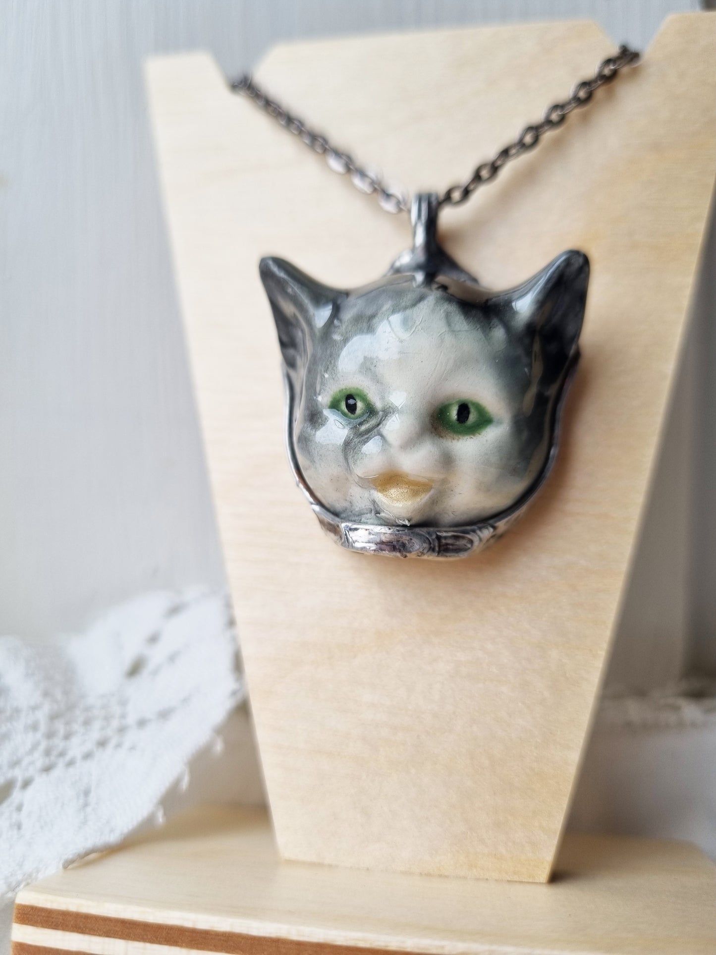 Cat and Dog porcelain necklaces
