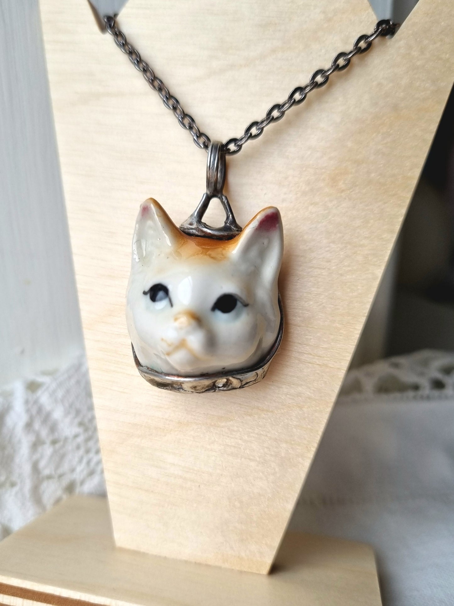 Cat and Dog porcelain necklaces