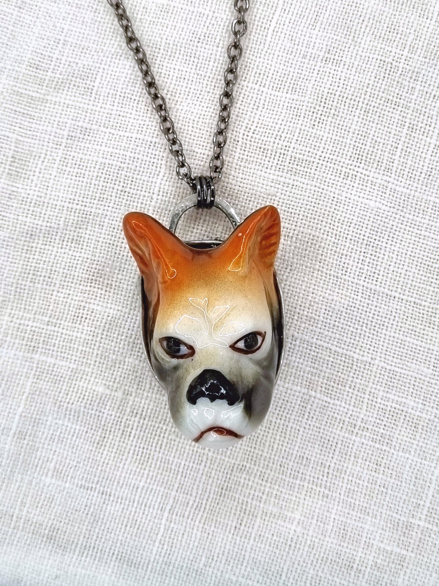 Boxer Dog porcelain necklace