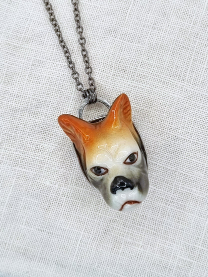 Boxer Dog porcelain necklace