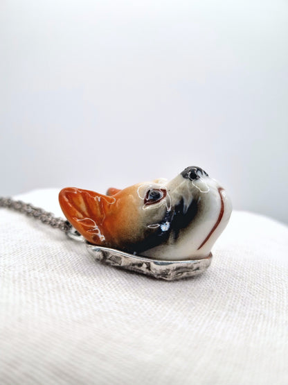 Boxer Dog porcelain necklace