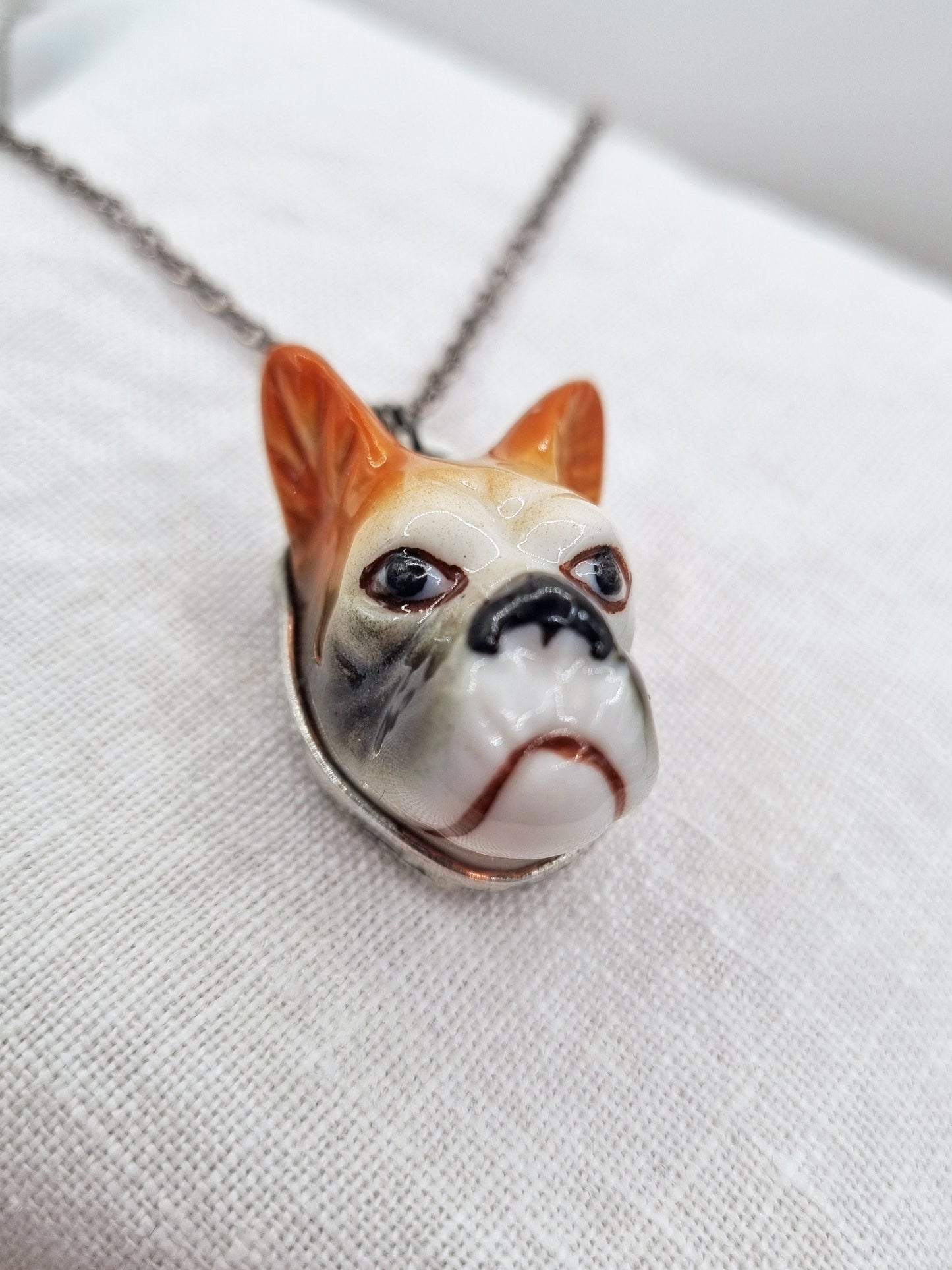 Boxer Dog porcelain necklace