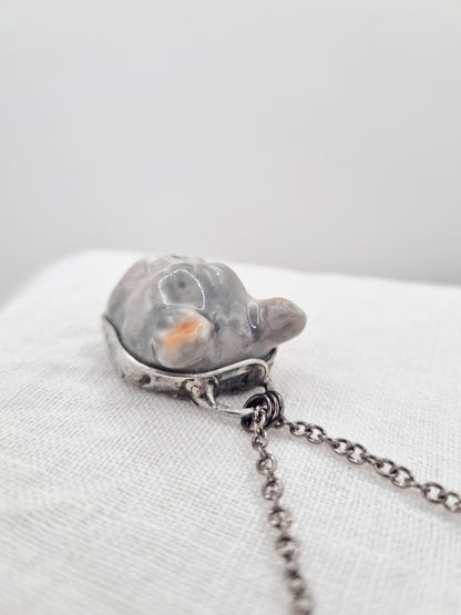 Bulldog porcelain necklace