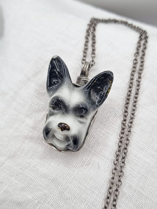 Schnauzer porcelain necklace