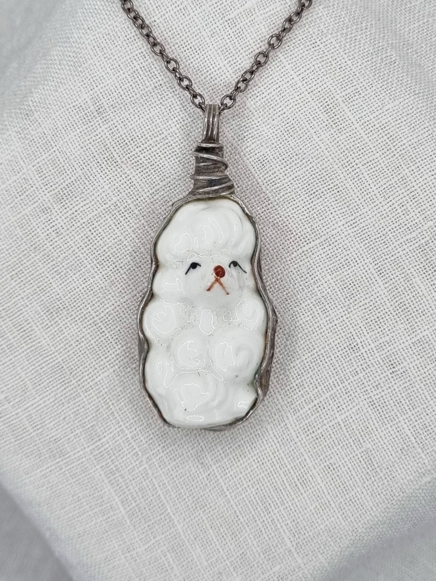 Poodle porcelain necklace