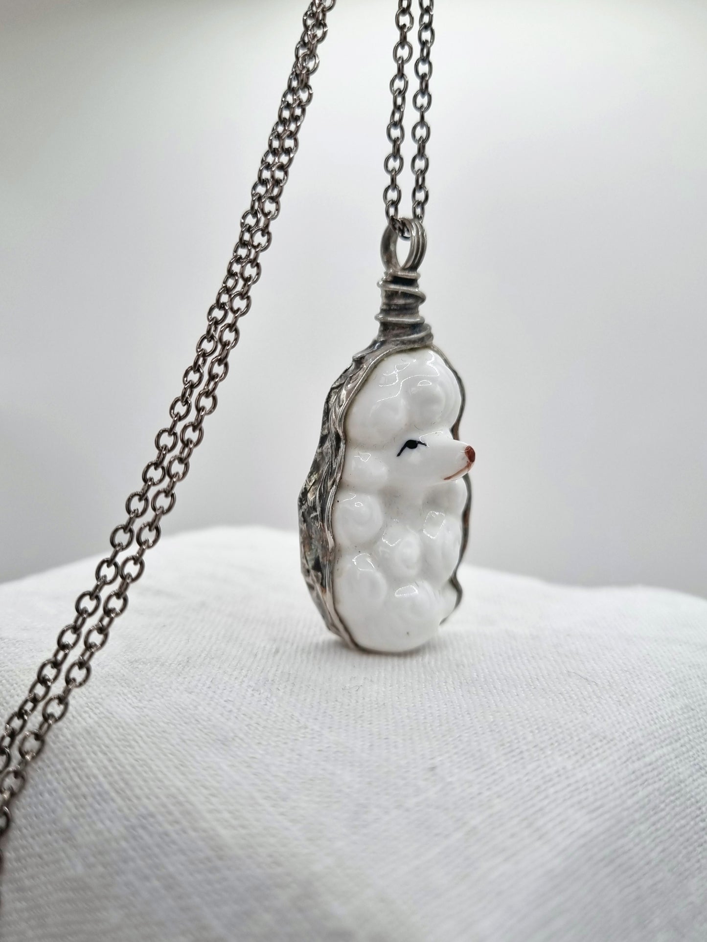 Poodle porcelain necklace