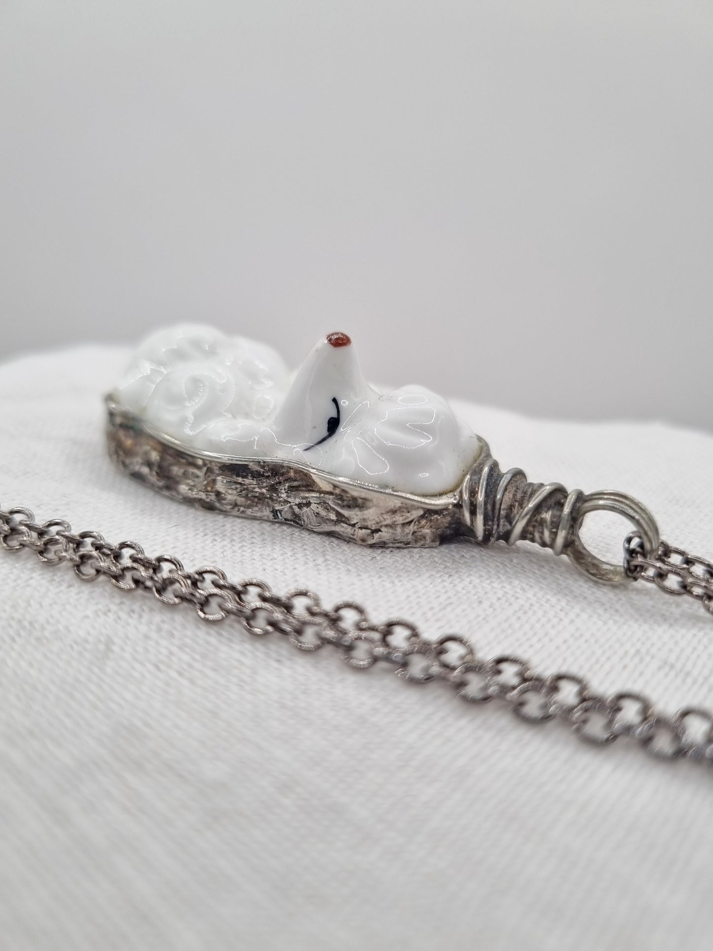Poodle porcelain necklace
