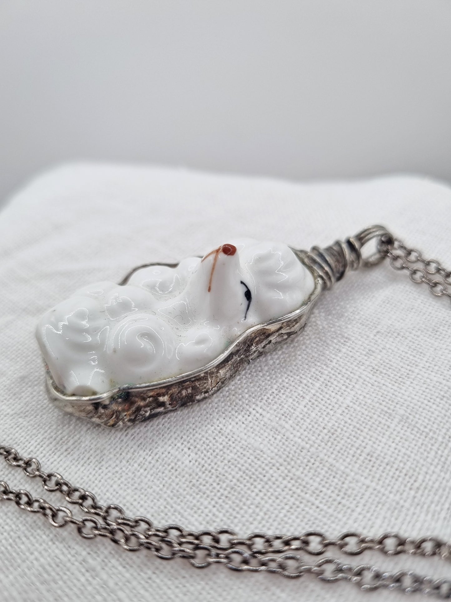 Poodle porcelain necklace