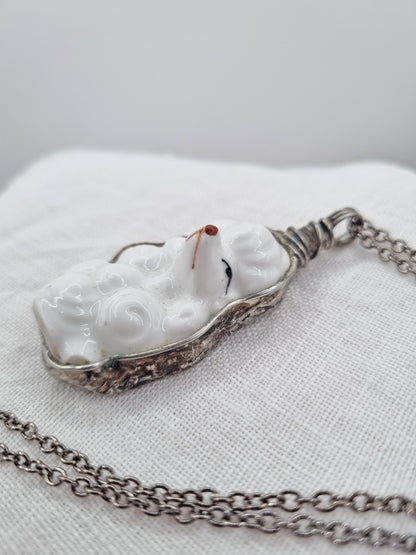 Poodle porcelain necklace