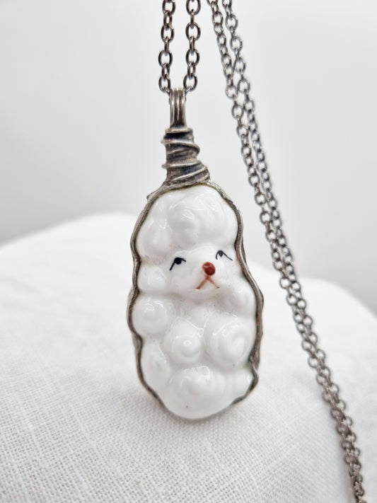 Poodle porcelain necklace