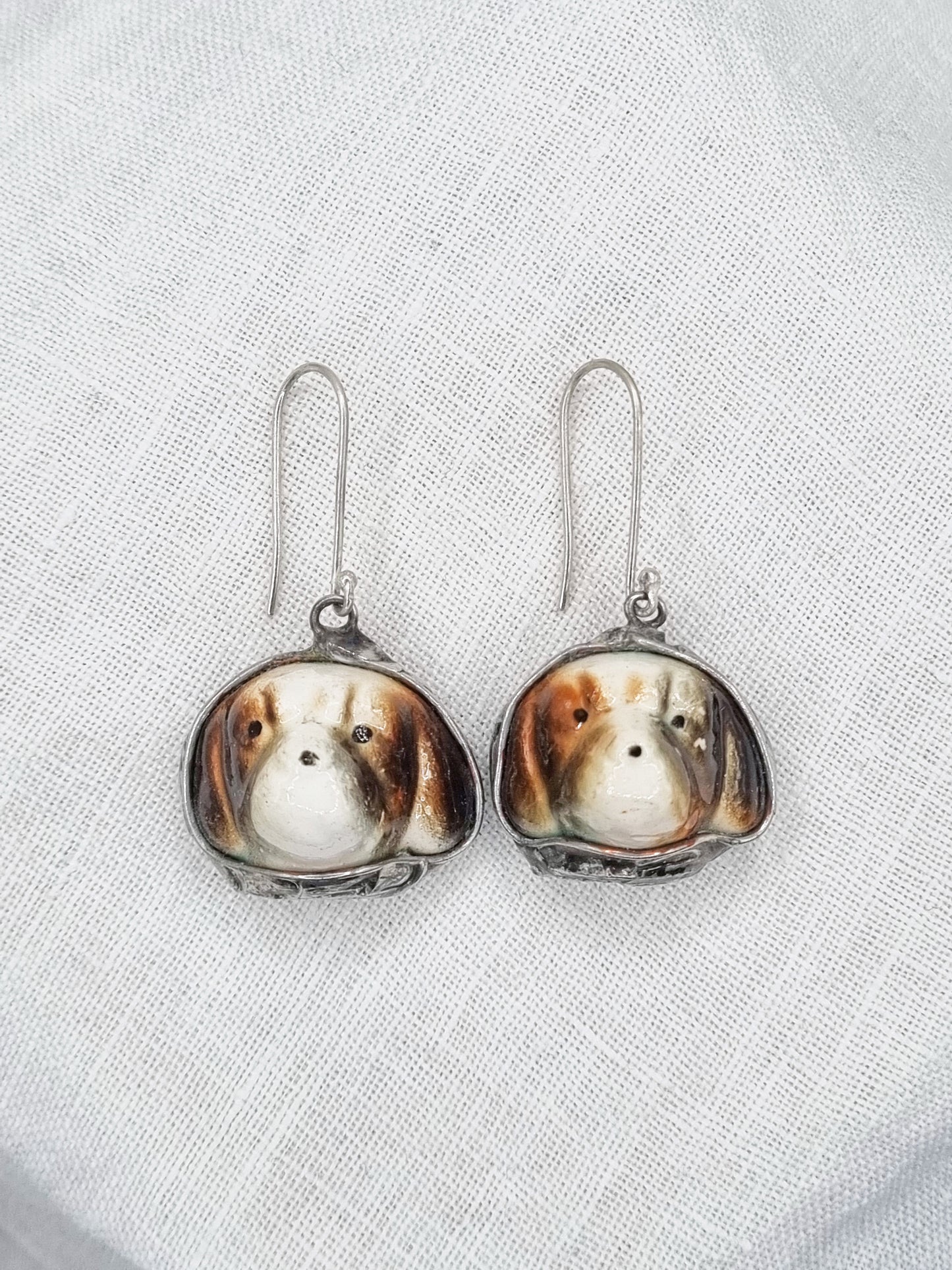 Beagle Dog porcelain earrings