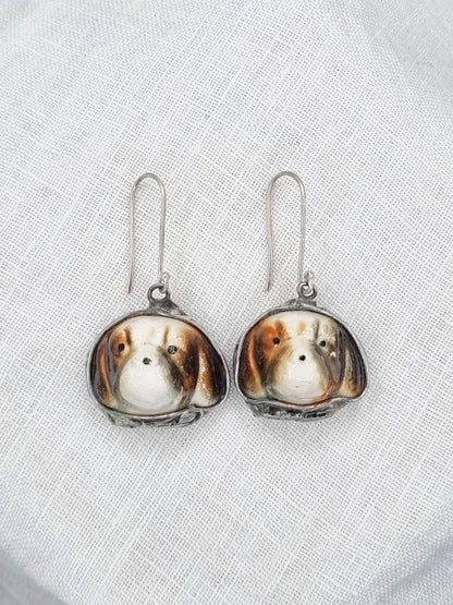 Beagle Dog porcelain earrings