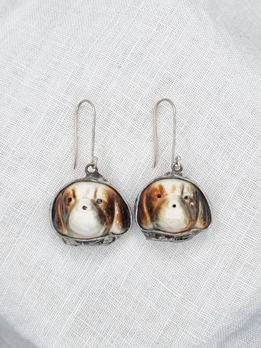 Beagle Dog porcelain earrings