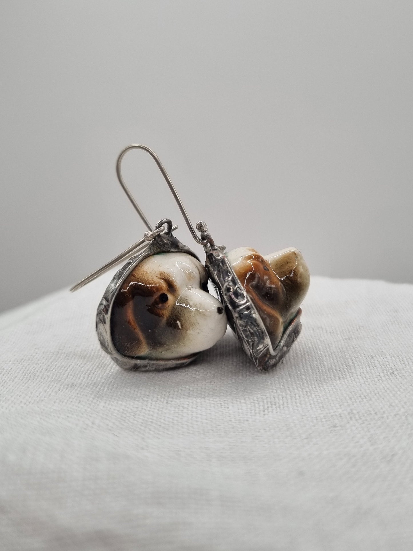 Beagle Dog porcelain earrings