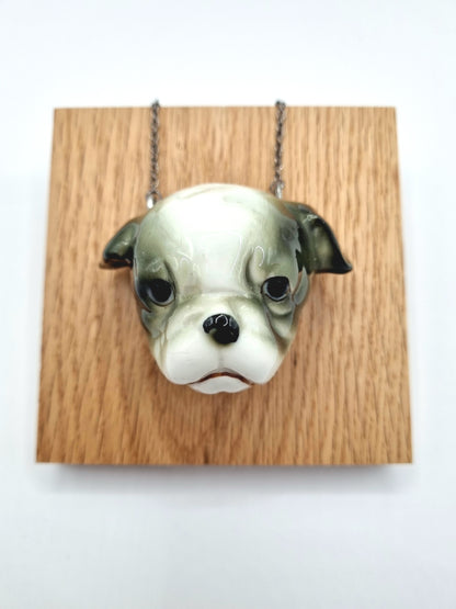 English Bulldog porcelain necklace