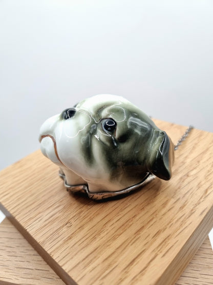 English Bulldog porcelain necklace
