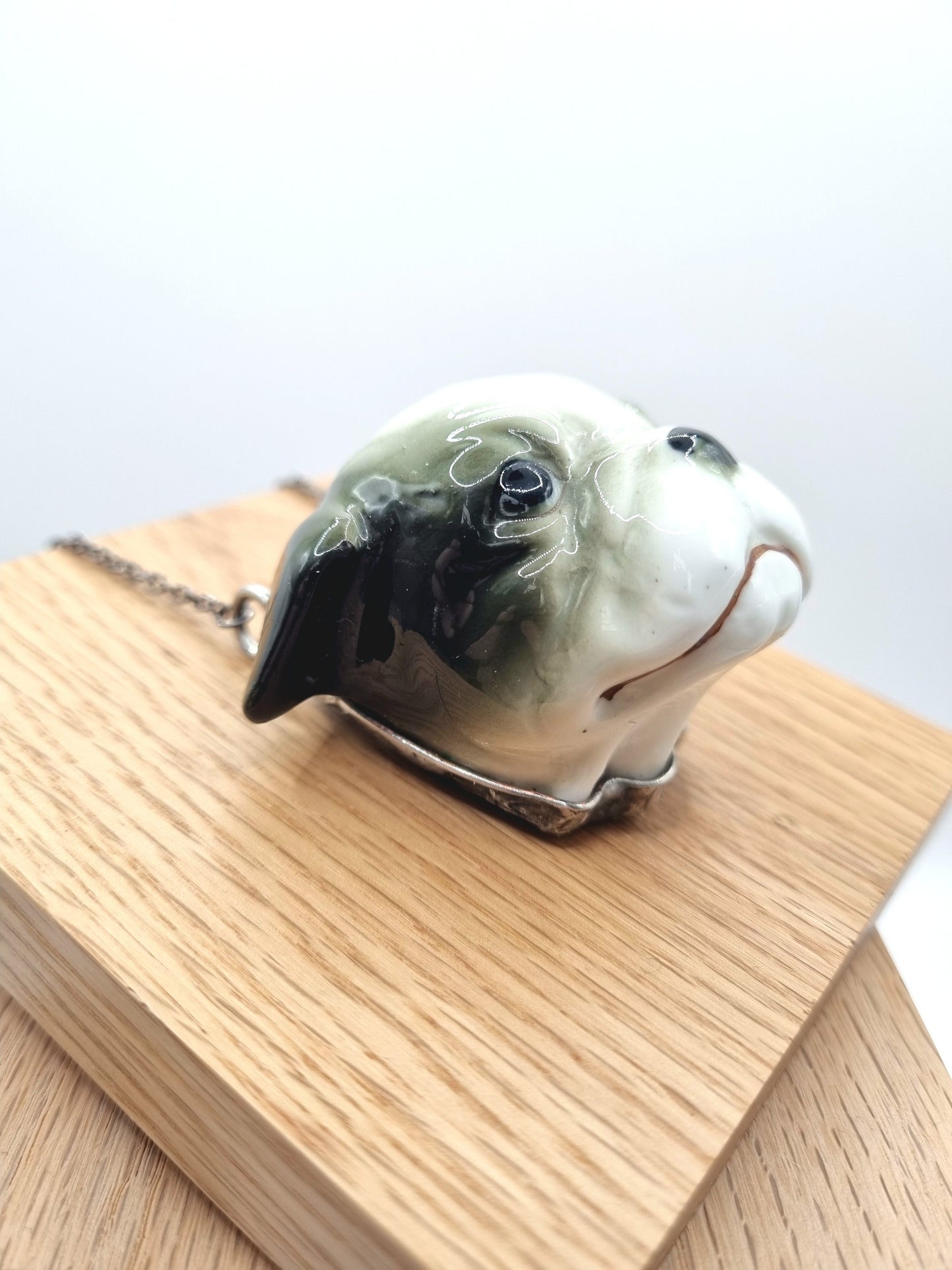 English Bulldog porcelain necklace