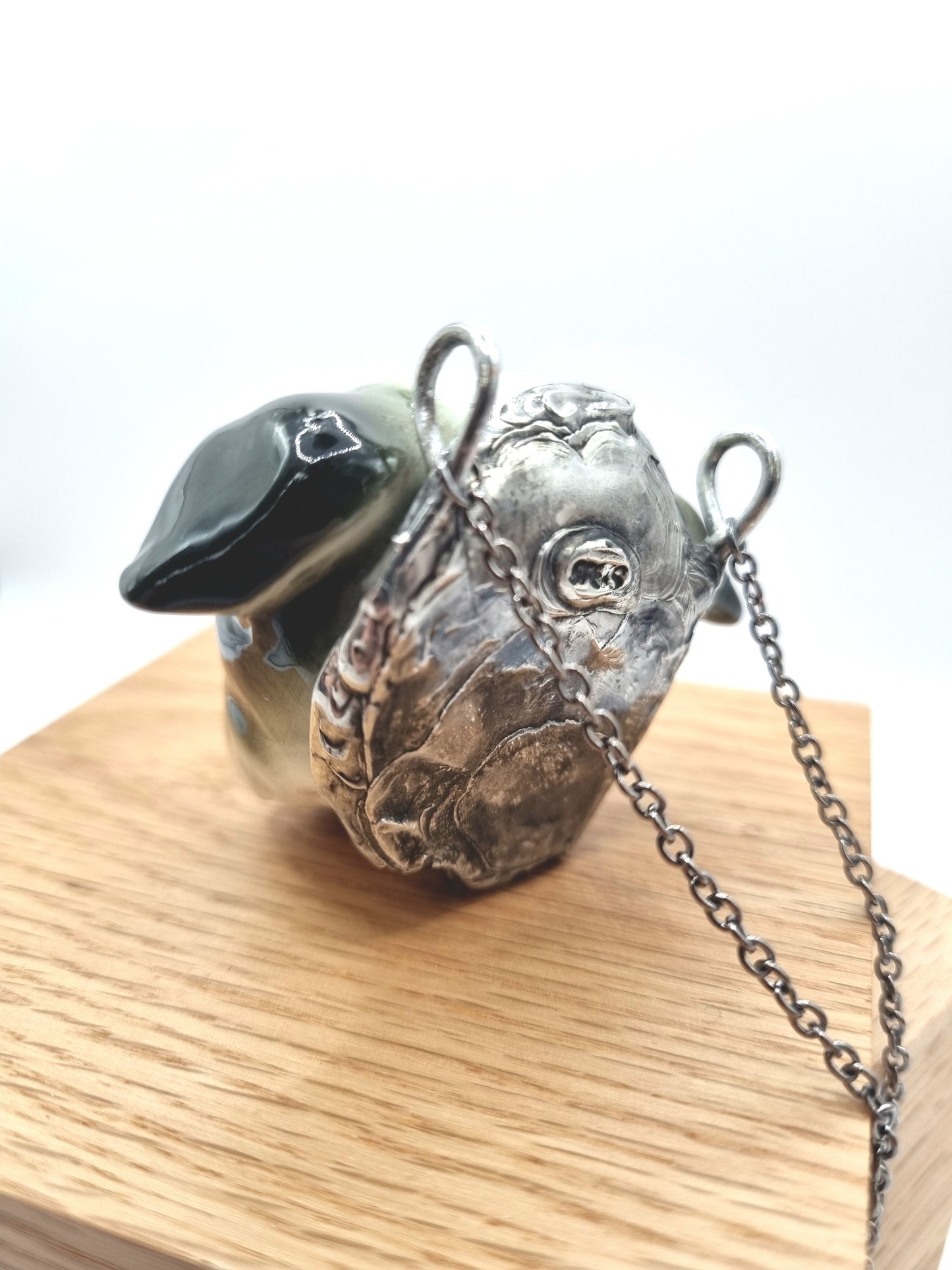 English Bulldog porcelain necklace