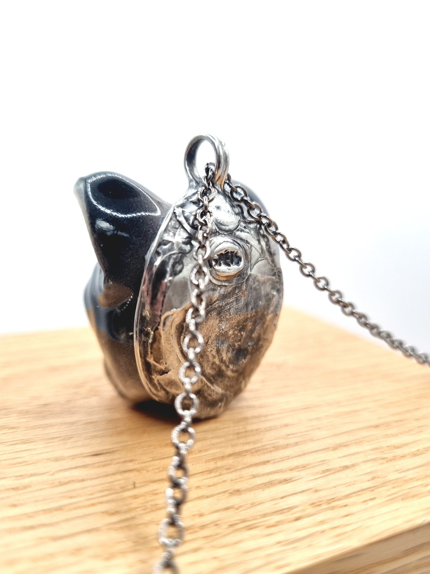 French Bulldog (black) porcelain necklace with earrings