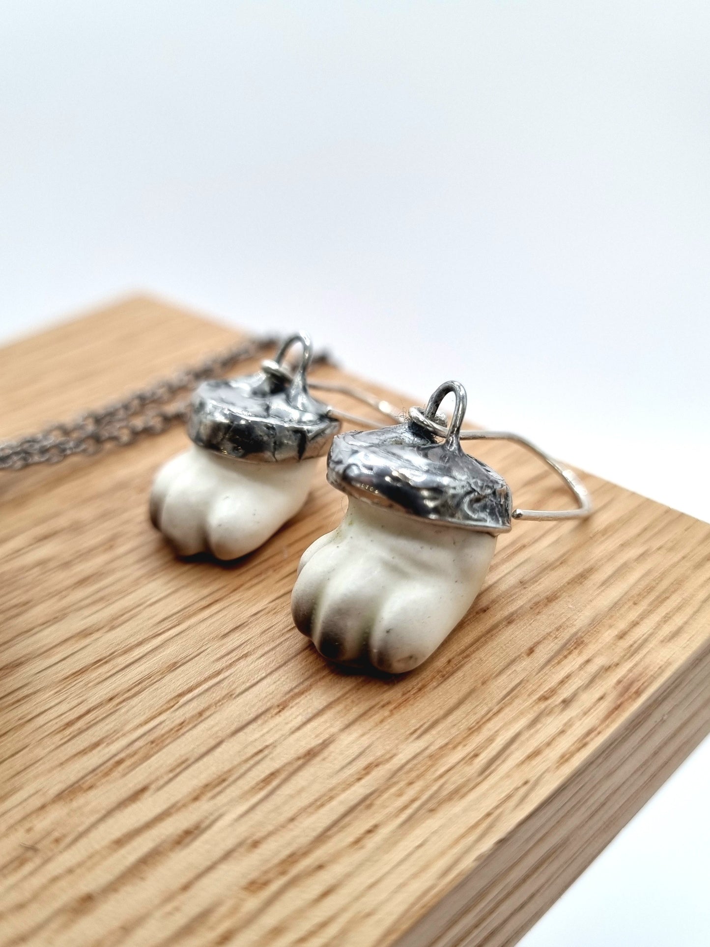 French Bulldog (brown) porcelain necklace with earrings
