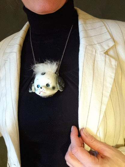 Hairy Dog porcelain necklace
