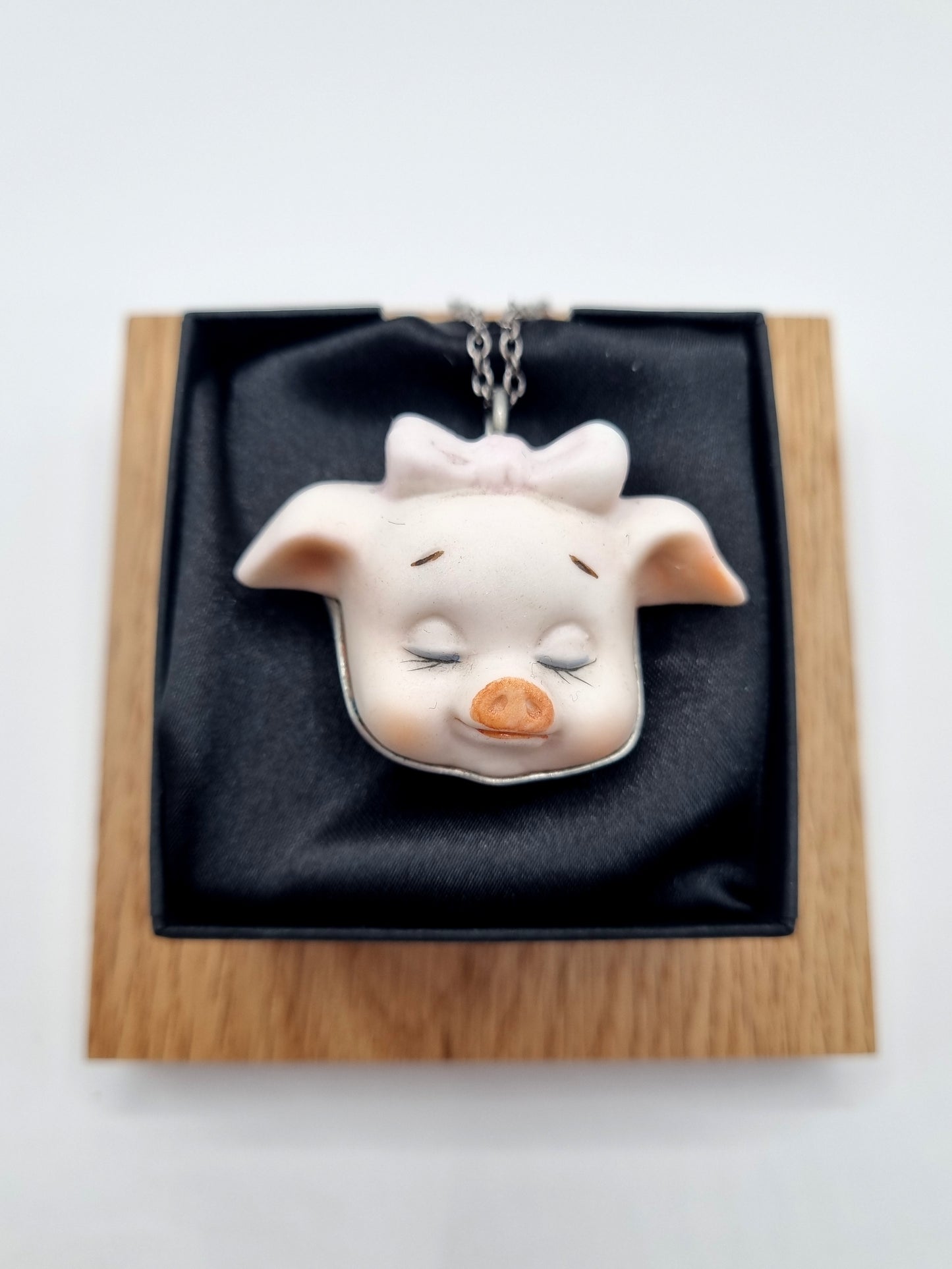 Pig Number 1 porcelain necklace