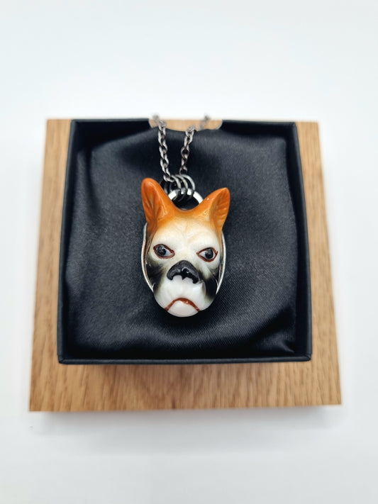 Boxer Dog porcelain necklace