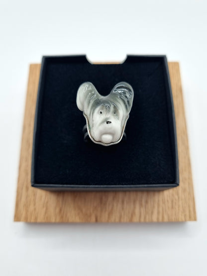 Dog porcelain adjustable ring