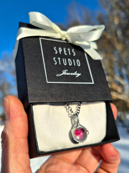 Rose Petal Heart Terrarium Necklace