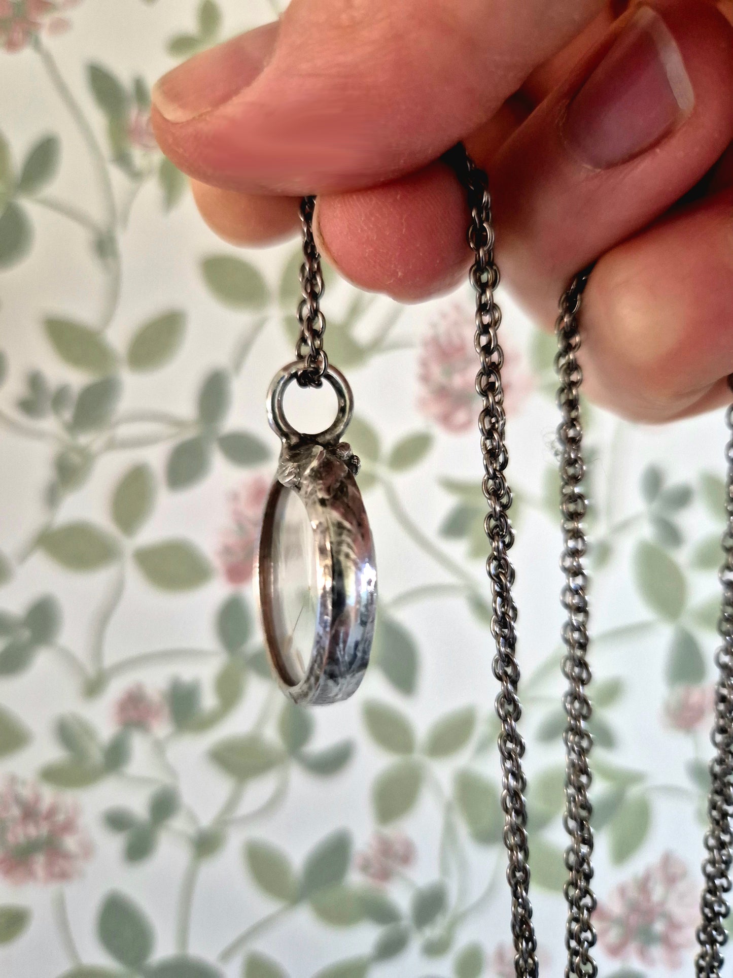 Dandelion seed necklace, small. Terrarium necklace.