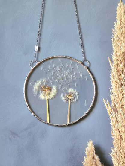 "The Two of Us" Dandelion botanical window decor