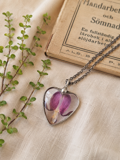 Bleeding heart pendant, heart shaped flower necklace.